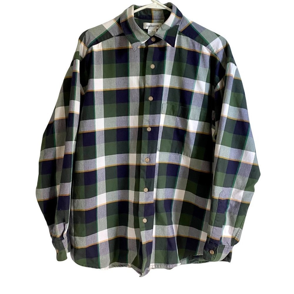 Claiborne Mens Long Sleeve Cotton Button Down Shirt Large
